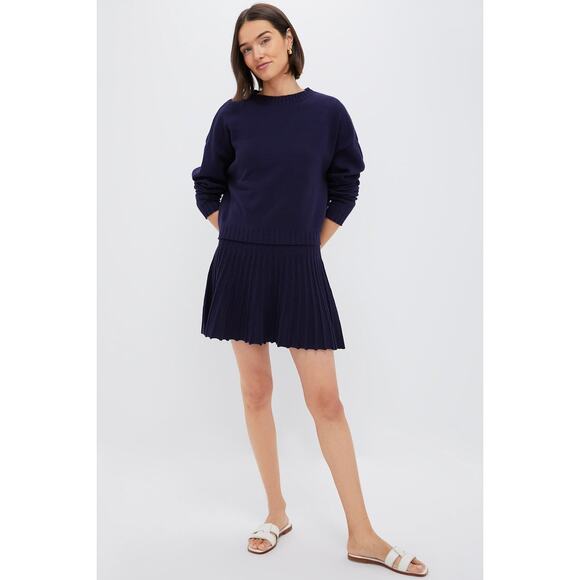 POMANDER PLACE Navy Knit Pleated Saylor Skirt Size L NWT Retail $98 Tuckernuck - Picture 4 of 8